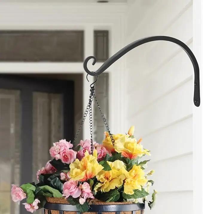 Gtongoko 2 Pack 12 Inch Plant Hangers Outdoor Metal Hanging Plant Bracket Bird Feeder Plant Hooks for Hanging Flower Basket, Wind Chimes, Solar Lanterns, Black by GreenHaven Gardens