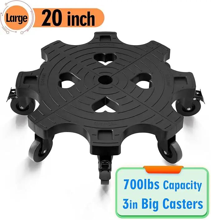 20 Inch Plant Caddy with Wheels 700lbs Heavy Duty Outdoor,Indoor Rolling Plant Stand with 3inch Casters Black Heart Shaped Plant Dolly Large Potted Planter Cart for Big Flowerpots Plants Pots by GreenHaven Gardens