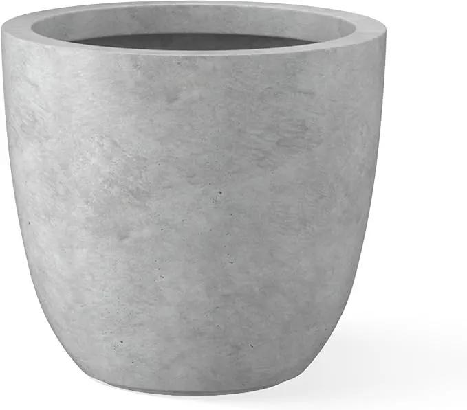 Kante 18 Inch Dia Round Concrete Planter, Indoor Outdoor Large Plant Pot with Drainage Hole and Rubber Plug for Home Patio Garden, Natural Concrete by GreenHaven Gardens