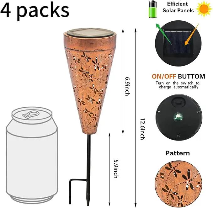 DIBIEECN 6 Pack Dragonfly Solar Pathway Lights Outdoor,Metal Garden Decorations Outdoor Lights with Patterns and Warm Light,Waterproof Landscape Lighting for Path Patio Backyard Walkway Yard by GreenHaven Gardens