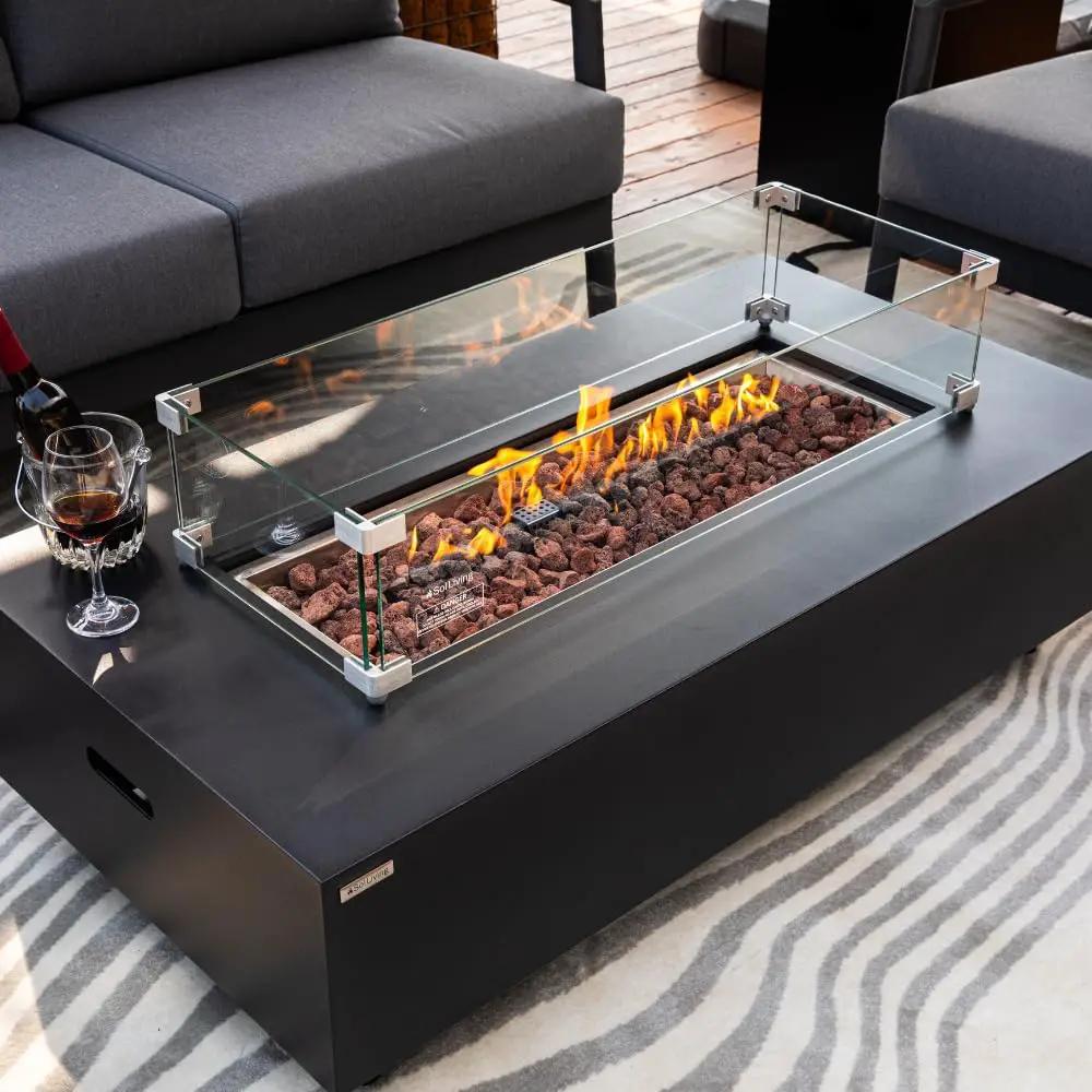 Westwood 50” Propane Fire Pit Smokeless Firepit Converts to Outdoor Gas Fire Pit for Outside Patio Firepit Table Includes Windscreen Rain & Tank Cover Lava Rocks Lid CSA Certified by GreenHaven Gardens