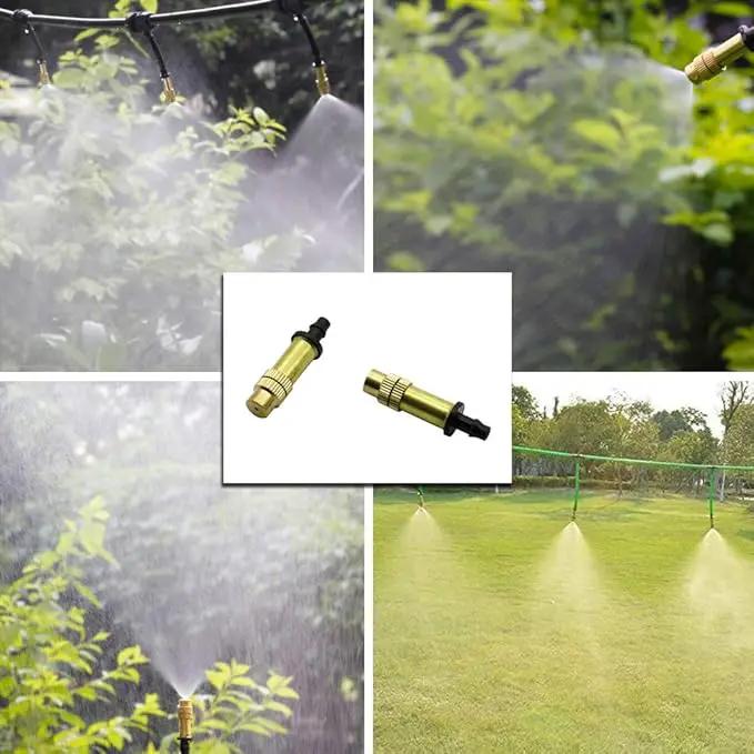 Adjustable Copper Atomizing Nozzle, Drip Irrigation Sprayer, Micro Nozzle Garden Cooling Irrigation Equipment (25 pcs)(Black+Gold) by GreenHaven Gardens