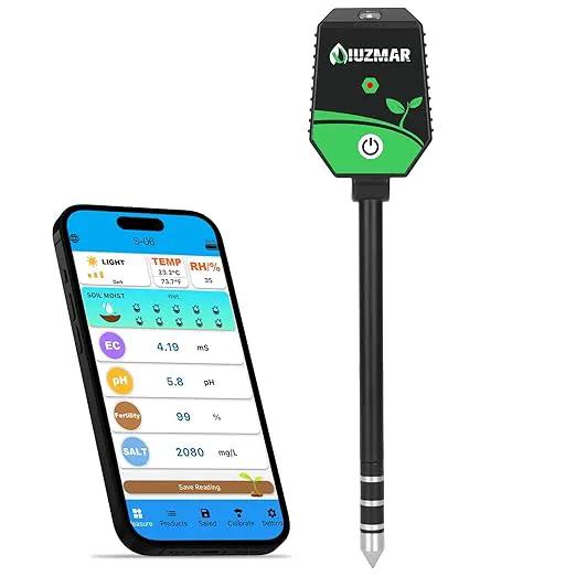 Soil pH Meter Soil Moisture Meter 8 in 1 Fertility Salt Moisture pH EC Light Humidity Temp Accurate Soil pH Test Kit for Garden and Hydroponics by GreenHaven Gardens