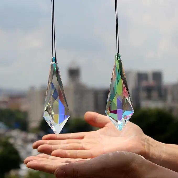 2PCS 5" Large Lanky Cone Crystal Sun Catcher Prisms, STINO Hanging Suncatchers with Glass Prism, Rainbow Maker for Windows, Balcony, Kitchen, Garden Decoration (1, Lanky Cone 2Pcs) by GreenHaven Gardens
