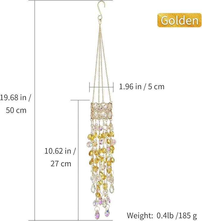 Hanging Window Garden Crystal Sun Catcher, Gold-Plated Sun Catcher for Indoor and Outdoor Decoration, Light Catcher, Party Crystals (Golden) by GreenHaven Gardens