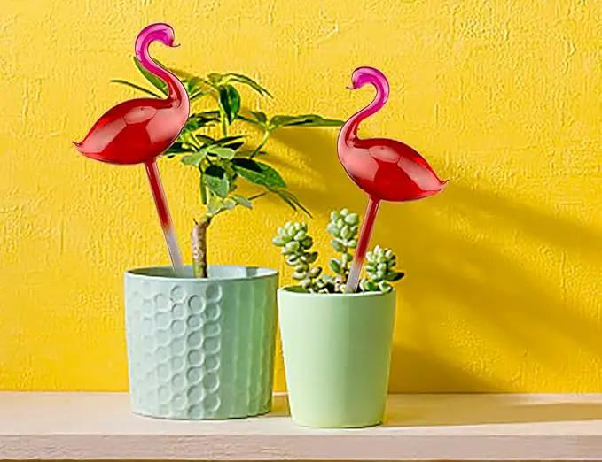 Adabocute Plant Watering Globes, Flamingo Self Watering Globes, Glass Self Watering Planter Insert, Gradient Hot Pink Plant Watering Devices, Automatic Plant Waterer Indoor, Watering Bulbs, 2 Pack by GreenHaven Gardens