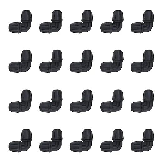 Drip Irrigation Fittings for 1/4 inch Tubing (0.16" ID x 0.28" OD), 20 Pcs Anti-Drop Locked Barbed Reducing Elbows for Drip Line Connectors by GreenHaven Gardens