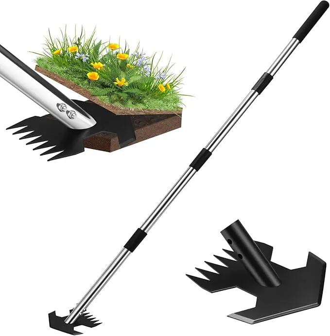 Hoe Garden Tool, Scuffle Garden Hoe for Weeding with 30-60 Inch Steel Long Handle, Dual Use Sharp Gardening Hula Hoe, Adjustable Rocket Shaped Weed Remover Action Hoe by GreenHaven Gardens