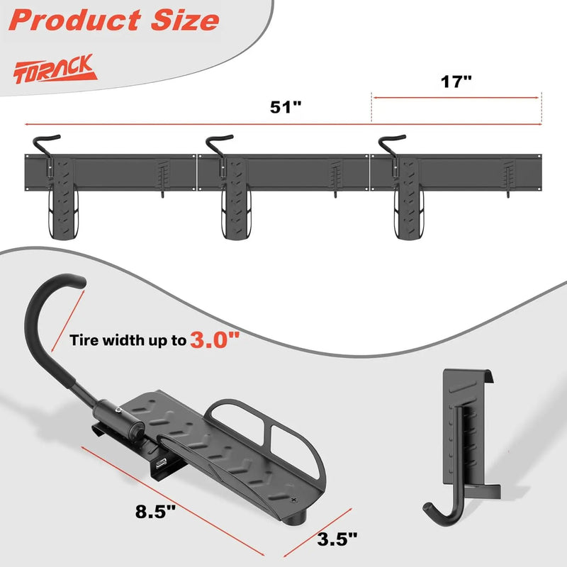 TORACK Wall-Mounted Swivel Bike Rack, Garage Vertical Bike Hangers for 3 Bikes and 3 Helmets Rotating Bike Storage Hooks Holds Up to 300 lbs by GreenHaven Gardens