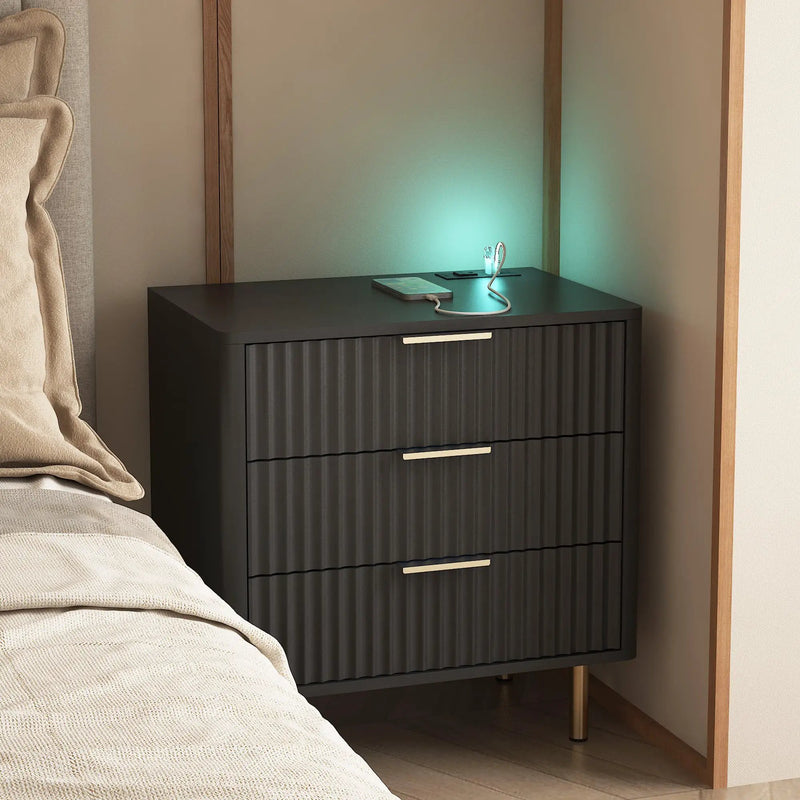 Nightstand with Charging Station and Night Light by HouseOfZazla