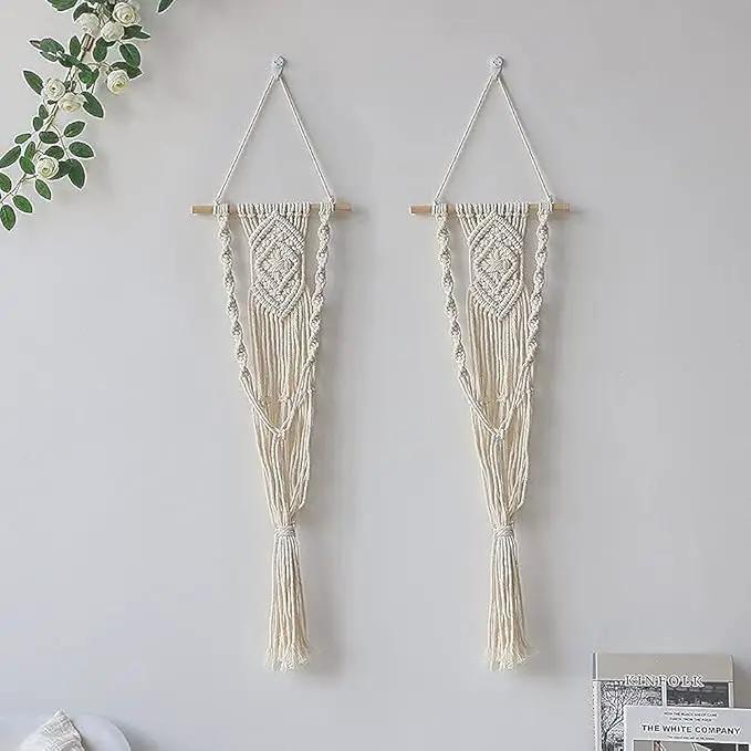 Boho Macrame Plant Hangers - Handmade Hemp Rope Hanging Baskets for Plants with Ceiling Hooks, Bohemian Home Decor Wall Art by GreenHaven Gardens