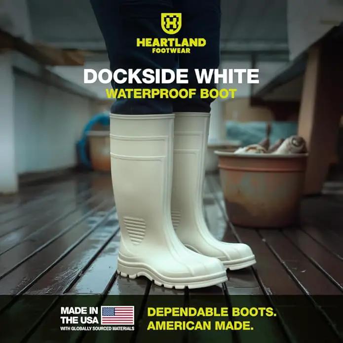 Heartland Dockside Waterproof Work Boots for Men and Women - Durable, Flexible PVC Boots for Marine Work with Easy On/Off, Slip-Resistant Outsoles by GreenHaven Gardens