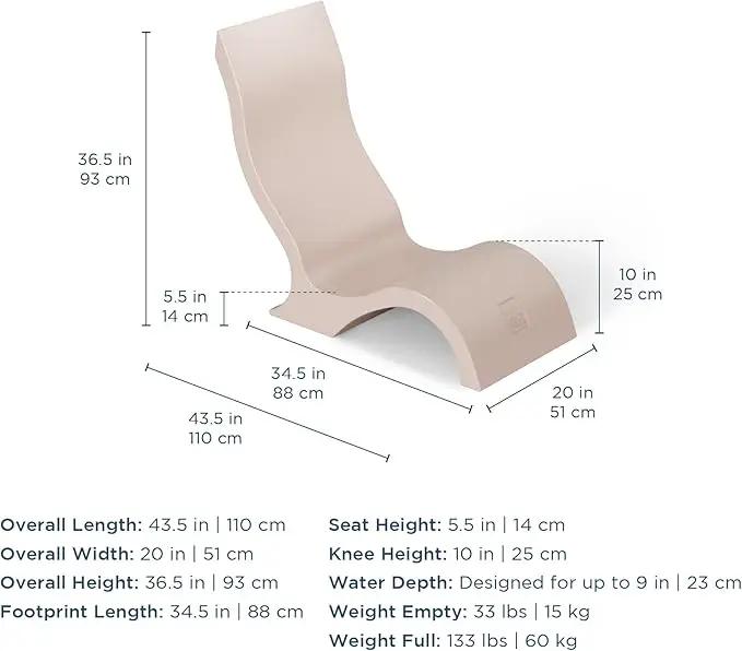 Ledge Lounger - Signature Chair - Inside Pool & Sun Shelf Lounge Chair - Designed for Shallow Shelves Up to 9” - Compatible with All Pool Types - Poolside & Sun Deck Tanning - Set of 2 - Sandstone by GreenHaven Gardens