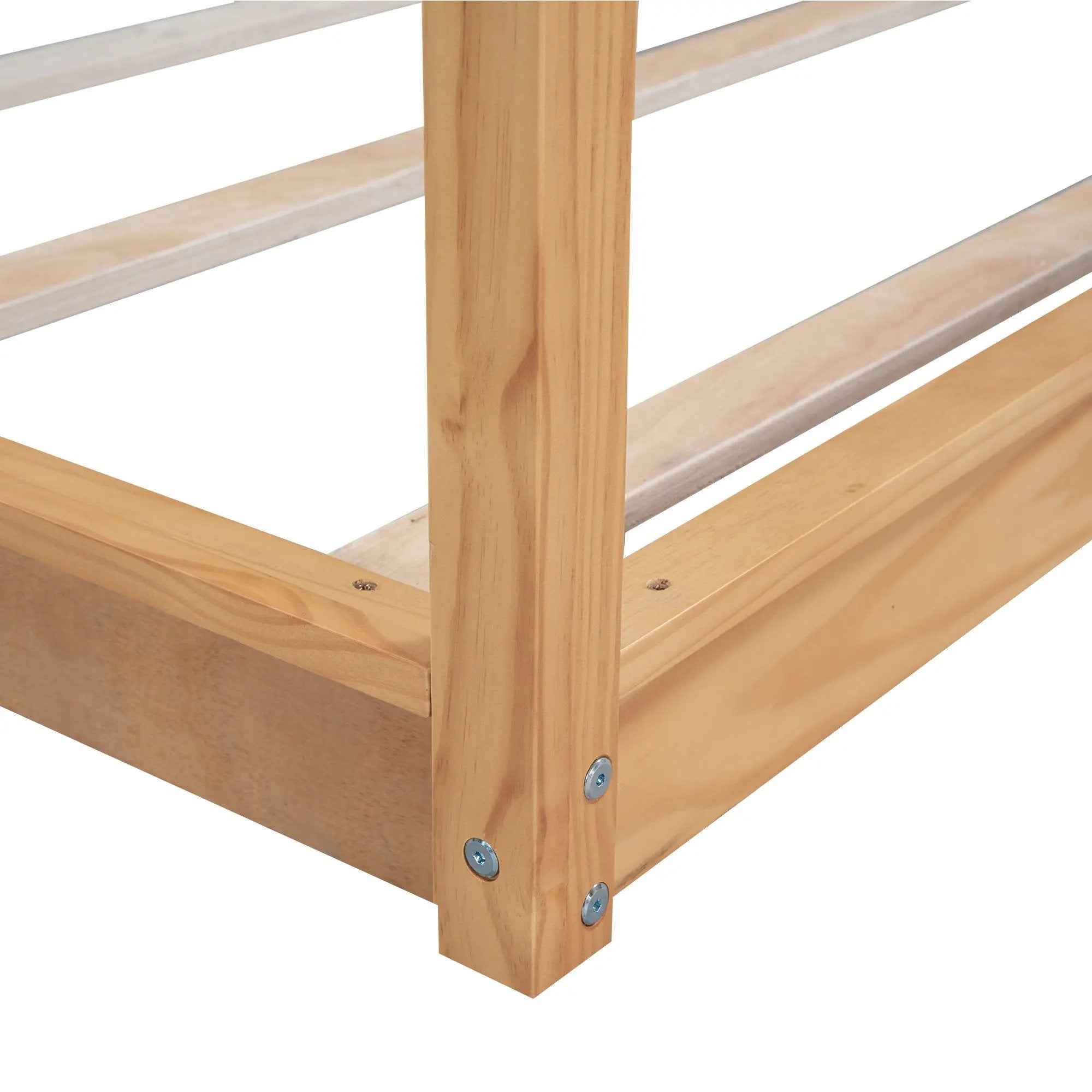 Wood Canopy Platform Bed With Support Legs And Airflow Slats