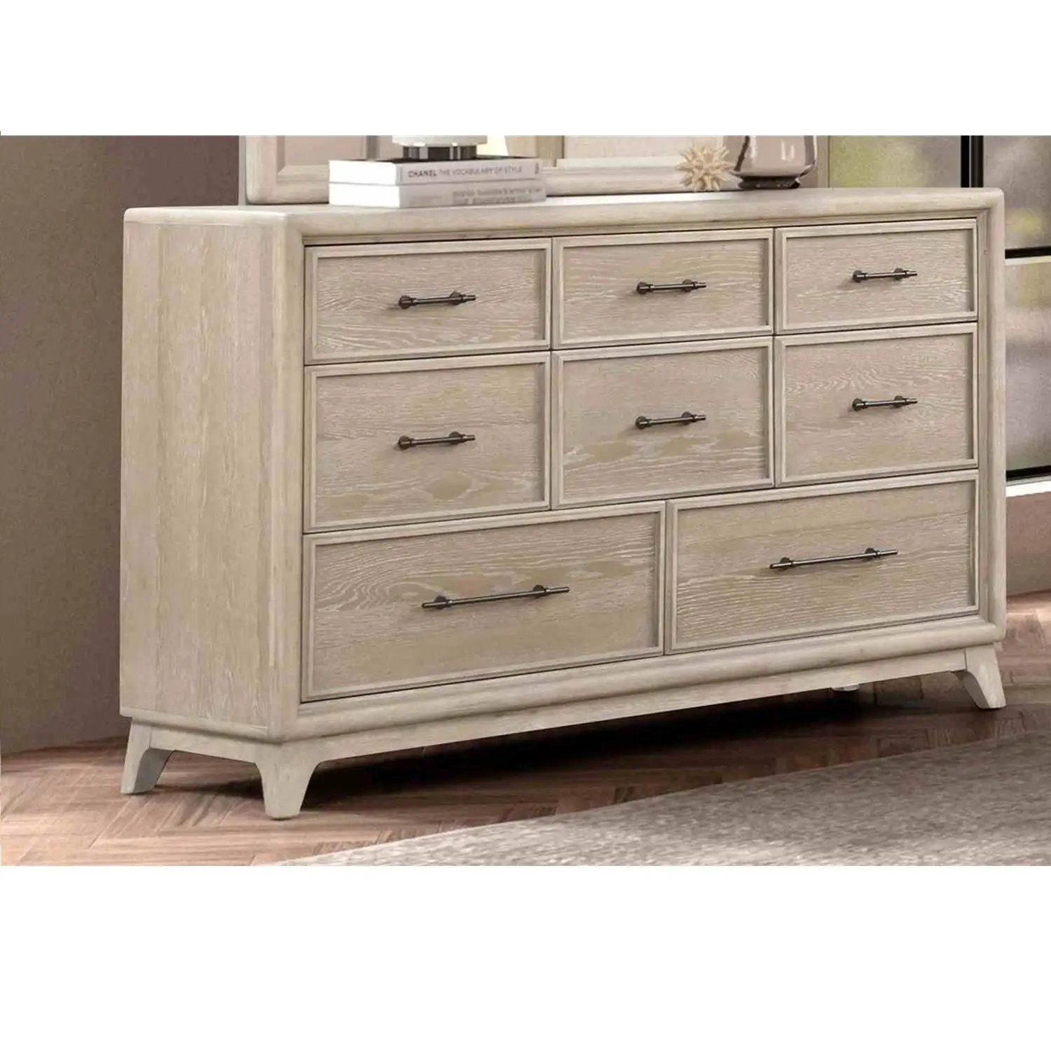 8 Drawers 1 Piece Dresser, Ample Storage Bedroom - Oak by Unique Piece Furniture