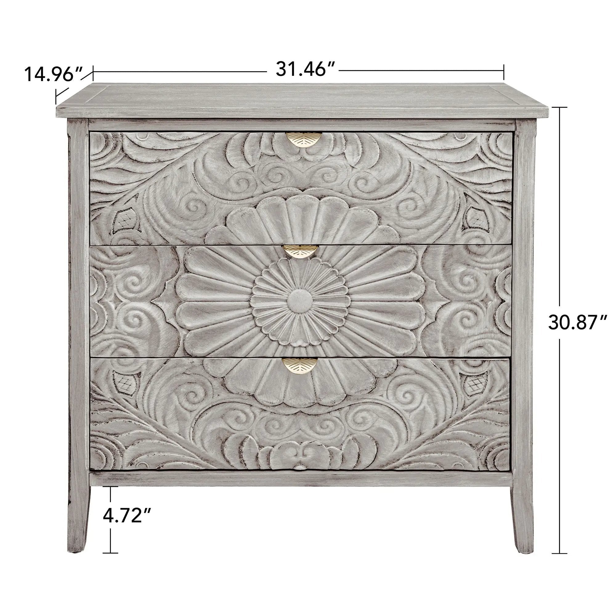 3 Drawer Cabinet, American Furniture, Suitable For Bedroom, Living Room - Light Gray by Unique Piece Furniture