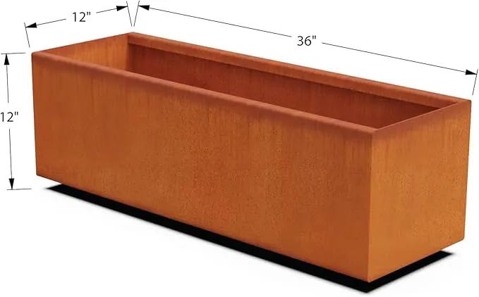 Corten Steel Raised Garden Bed – 36-Inch Large Rectangular Planter Box | Heavy Duty, Low Profile Metal Design | Made in USA, Fully Assembled by GreenHaven Gardens