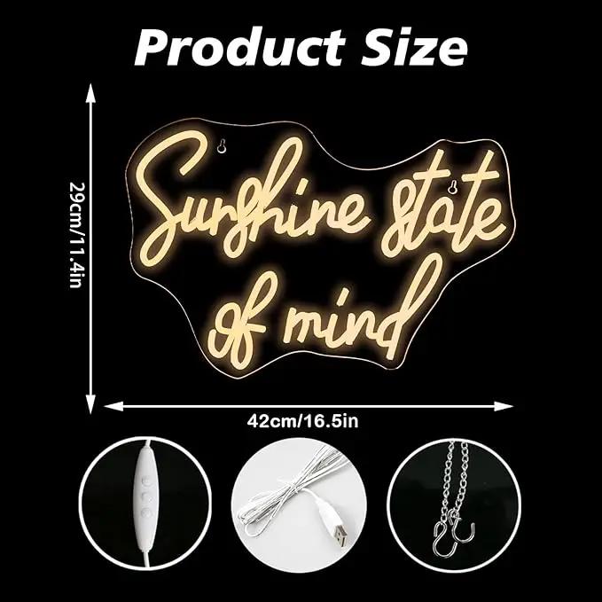 Sunshine State of Mind Neon Sign for Wall Decor,Neon Light Sign for Cafe Bar Kitchen Restaurant Coffee Dessert Shop Party by GreenHaven Gardens