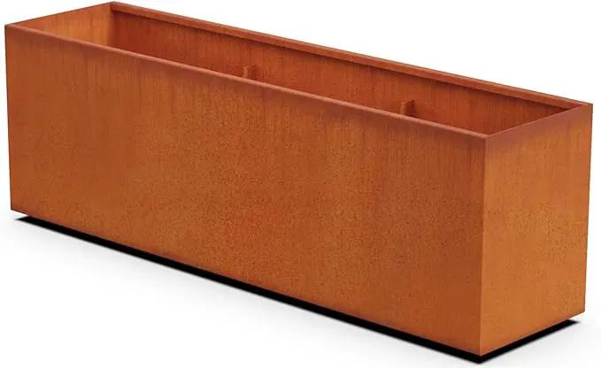 Corten Steel Planter Rectangle Outdoor Metal Garden Box Heavy Duty | Made in USA | Fully Assembled by GreenHaven Gardens