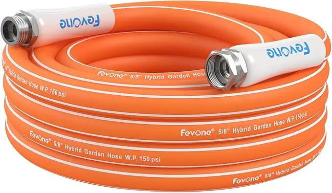 Fevone 25 ft Garden Hose, Heavy Duty Water Hose, Hybrid Polymer, Kink Resistance, Flexible, Durable, Leak Free, Aluminum Fittings, 3/4" GHT, 5/8" ID, 600 Psi, Drinking Water Safe by GreenHaven Gardens