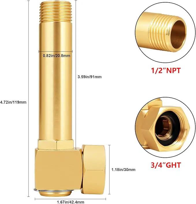 Garden Hose Reel Replacement Fitting,Brass 3/4"GHT Female to 1/2"NPT Male Swivel Elbow adapter (4.72 inches in length 1 piece) by GreenHaven Gardens