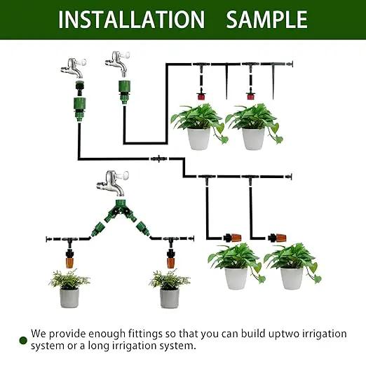 JOPARY 100FT PVC Hose DIY Automatic Flower Waterer Drip Irrigation Kit,Balcony Flower Pot Watering, Smart Watering Drip Irrigation, Irrigation Tubing Hose Adjustable Nozzle Emitters Barbed Fittings by GreenHaven Gardens