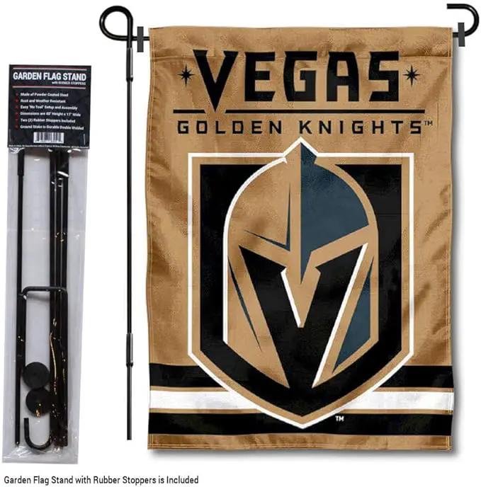 WinCraft Vegas Golden Knights Gold Garden Flag with Pole Stand Holder by GreenHaven Gardens