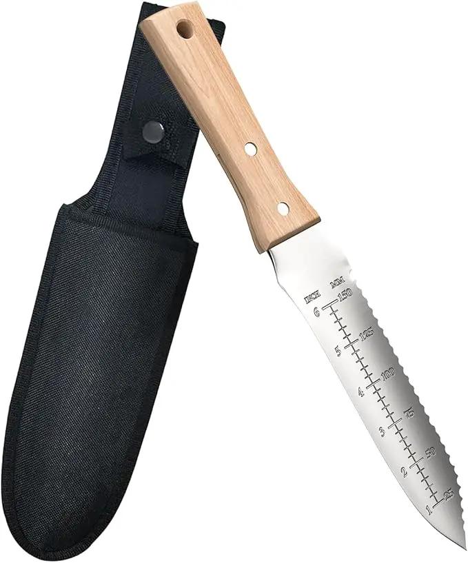 ZHENHAN Hori Hori Garden Knife- 7.2" Multi-Purpose Garden Knife with Heavy-Duty Stainless Steel Blade & Ergonomic Grip for Digging,Planting,Weeding(Silver) by GreenHaven Gardens