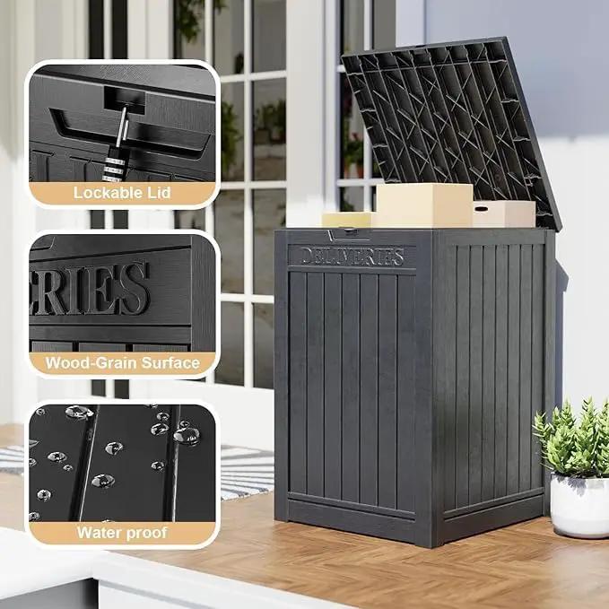 DRATO 48 Gallon Package Delivery Box, Large Lockable Storage Box, Double-Wall Resin Outdoor Package Delivery and Waterproof Deck Box for Porch, Patios by GreenHaven Gardens