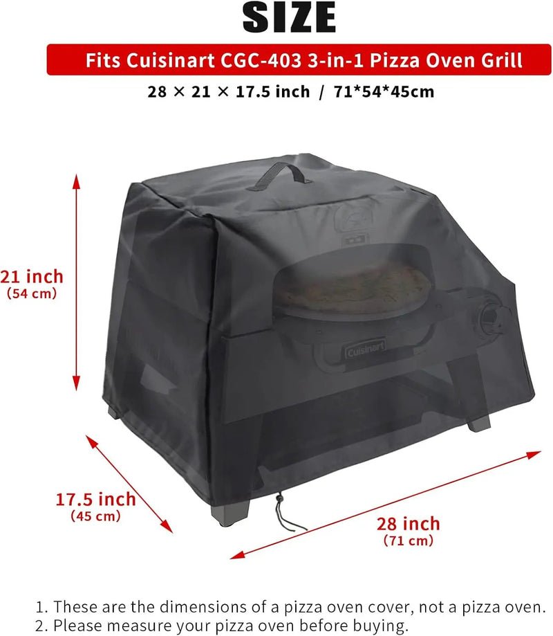 Kingling Pizza Oven Cover for Cuisinart CGC-403 3-in-1 Pizza Oven Grill, Waterproof Outdoor Grill Cover - 28''L x 21''W x 17.5''H by GreenHaven Gardens