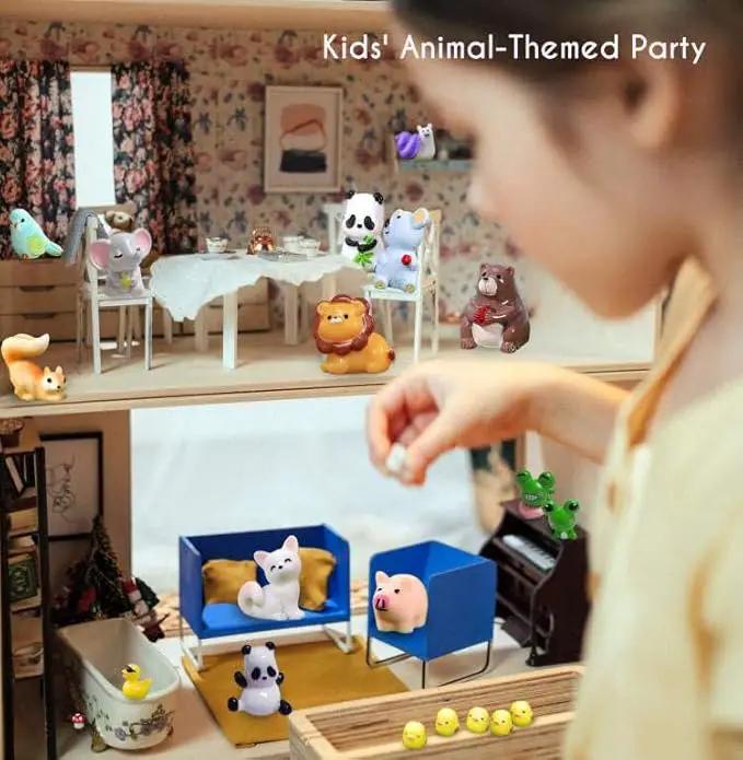 Mini Resin Animals Figures Set 100 Pieces for Miniature Garden Decor - Slime Charm for Craft - Tiny Resin Animal by GreenHaven Gardens