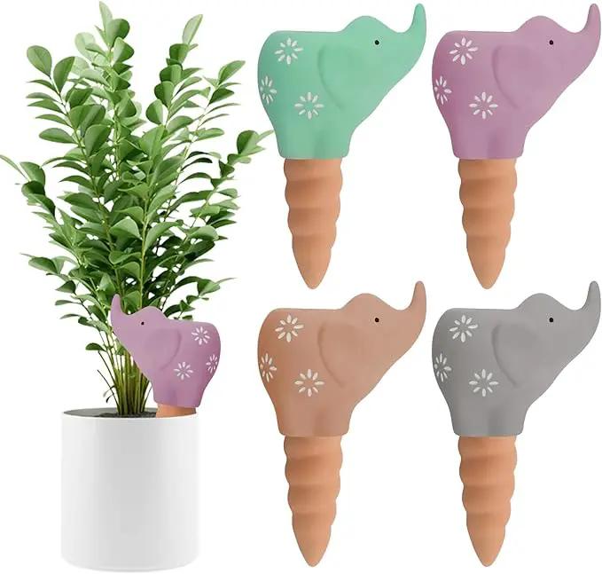 Kalolary 4Pcs Plant Watering Globes, Elephant Shape Self Watering Spikes Terracotta Drip Water Stakes Irrigation Watering Bulbs for Pot, Indoor, Outdoor, Vacation by GreenHaven Gardens