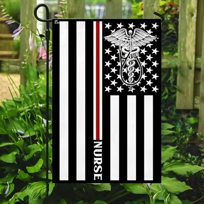 FLAGWIX American Flag, Nurse Flag Thin Red Line Nurse Flag - 4th of July, Independence Day Decorations for Home, Garden, House Flag 30x40 - USA Flags Premium Polyester, Decorative Indoor Outdoor Flag by GreenHaven Gardens