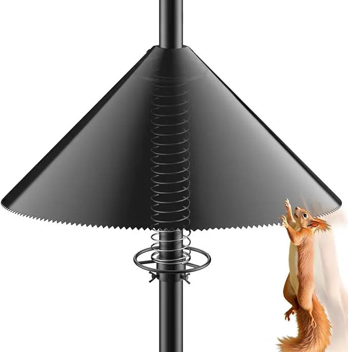 Squirrel Baffle for Bird Feeder Pole - Polycarbonate Bird Feeder Baffle with Stainless Steel Spring for Better Protection, 19 Inch Squirrel Guard for Outside Pole Mount, Metal Buckle by GreenHaven Gardens
