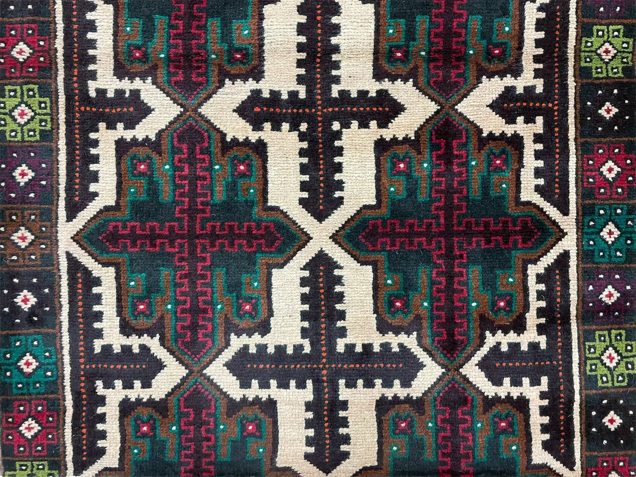3 X 4.4 Vintage Handmade Tribal Wool Rug Balouchi Rug Afghan Rug Red Beige Green by Jewel Rugs
