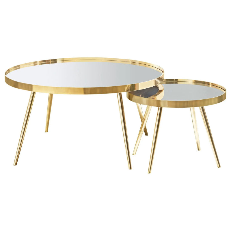 Kaelyn 4-piece Round Coffee and End Table Set Gold by Unique Piece Furniture