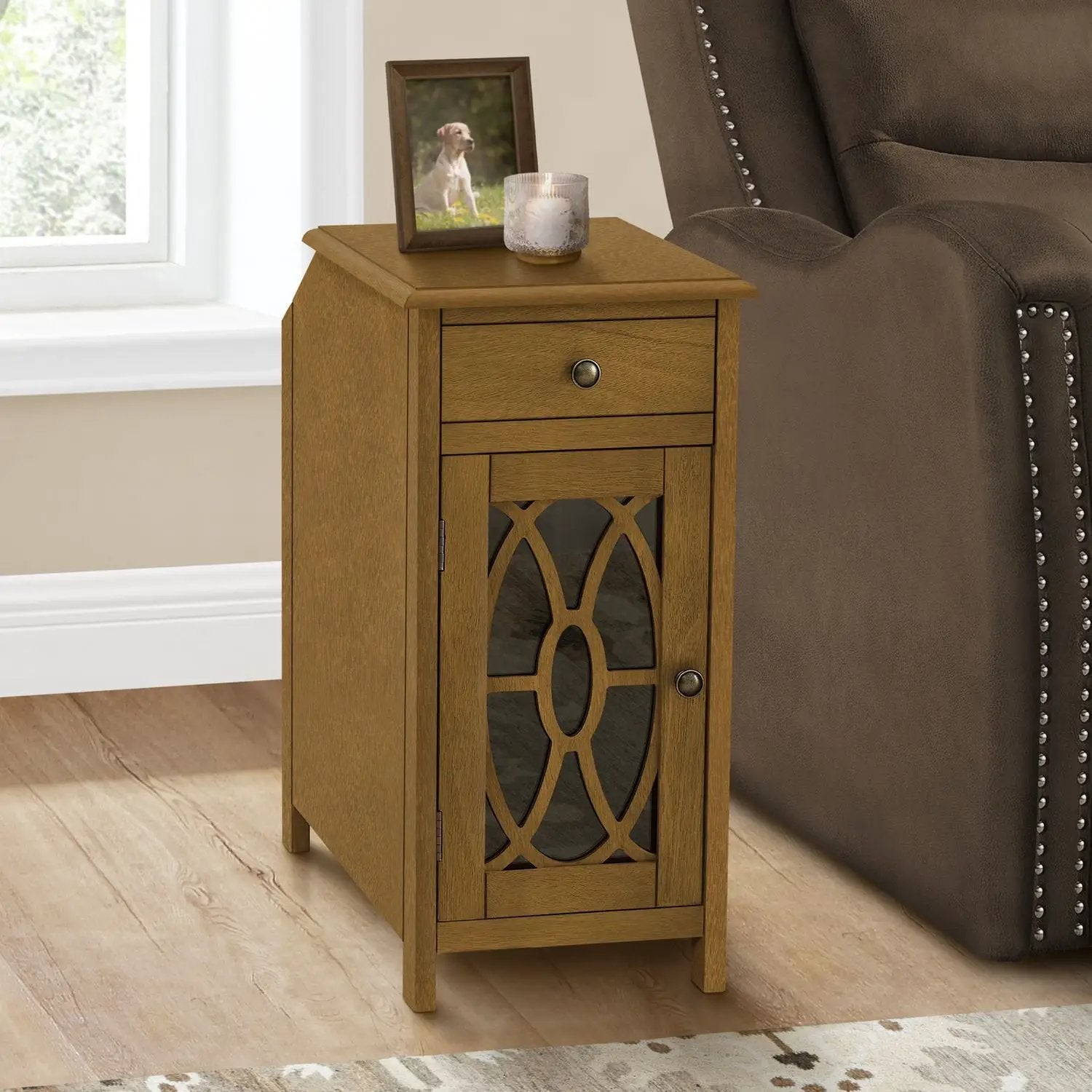Accent Side Table, Storage Drawer, Traditional - Taupe by Unique Piece Furniture