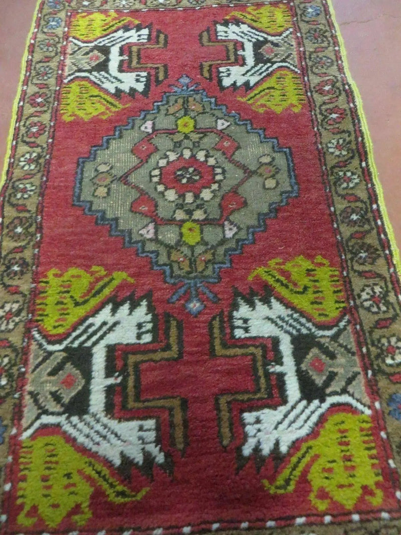 20" X 38" Antique Handmade Turkish Oushak Oshak Yastik Wool Rug Mat Turkey Nice by Jewel Rugs