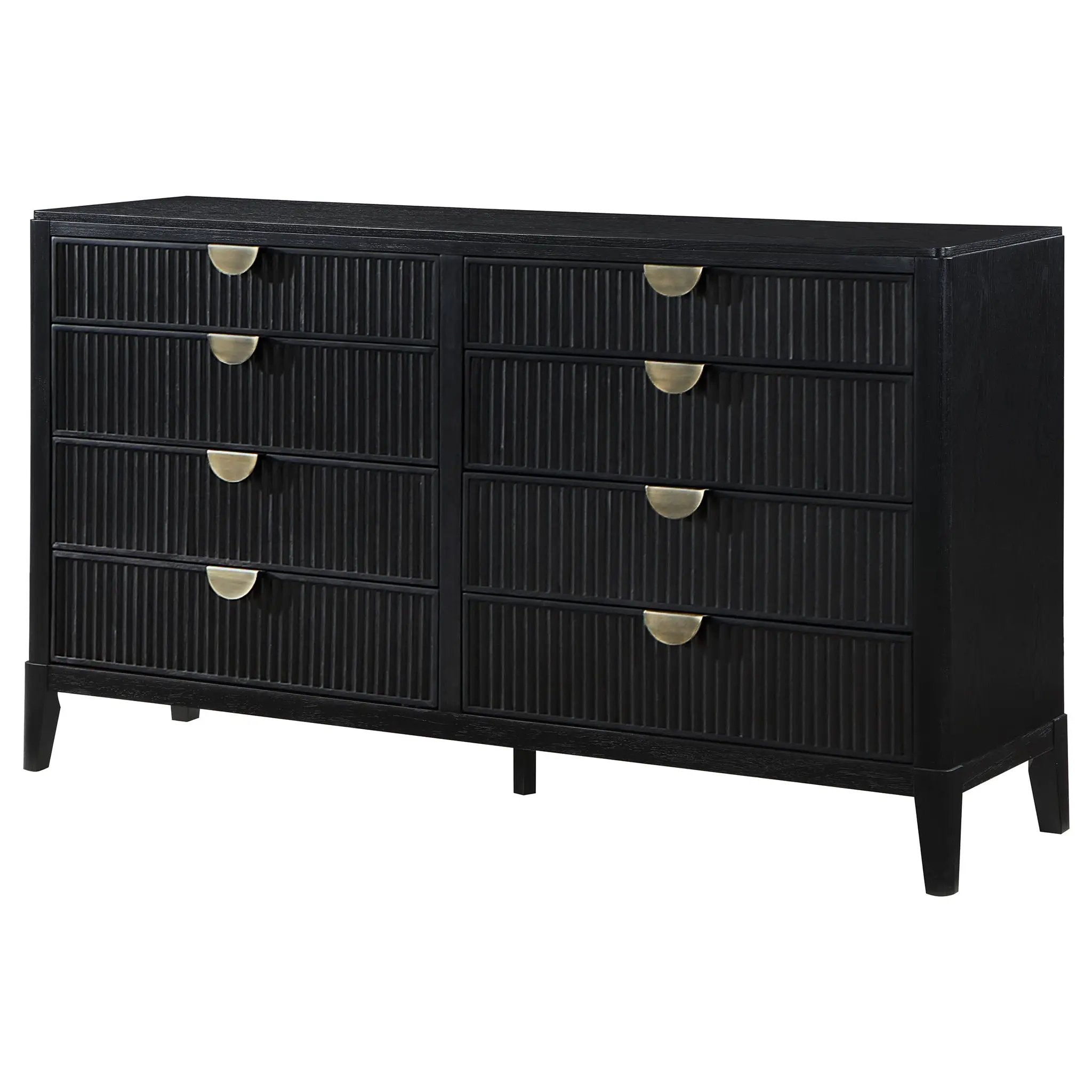 Mason - 8 Drawer Dresser With Fluted Design - Black by HouseOfZazla