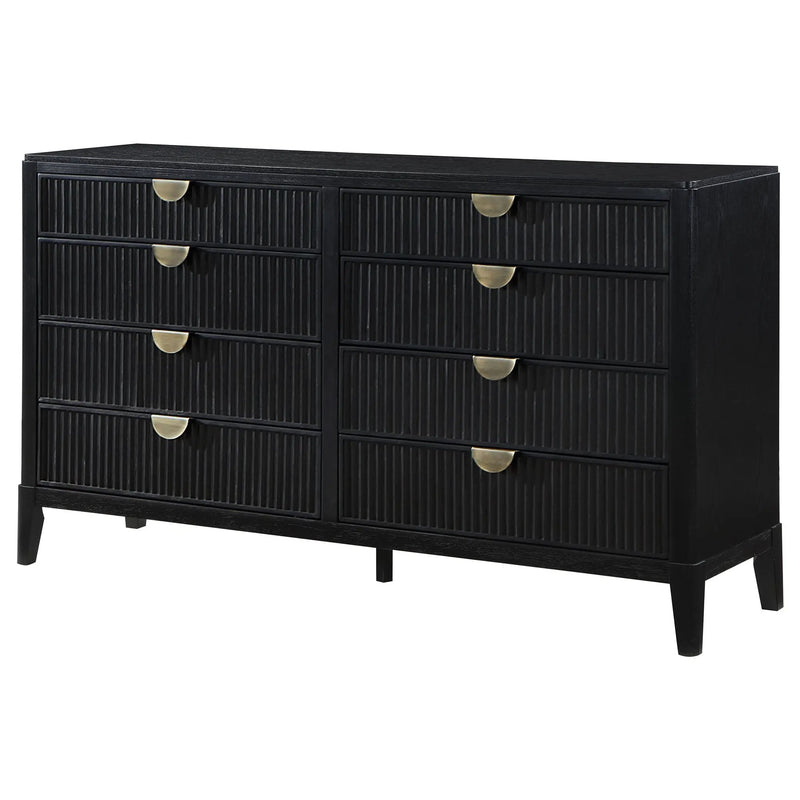 Mason - 8 Drawer Dresser With Fluted Design - Black by HouseOfZazla