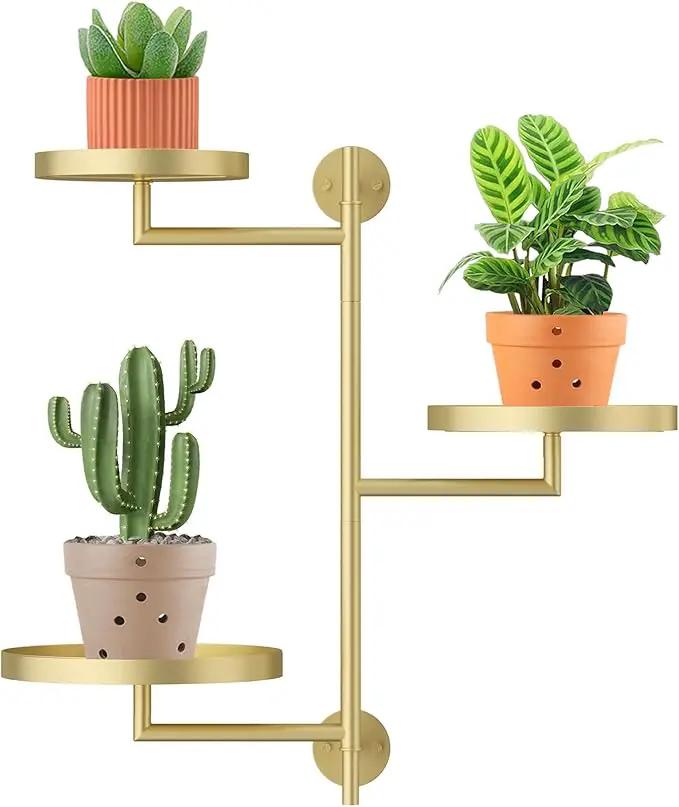 Rotating Window Plant Shelves, 3-Tier Metal Plant Shelf Indoor, Gold Plant Stand, Plant Rack for Wall Planters for Plants Window Sill Gifts for Plant Lovers by GreenHaven Gardens