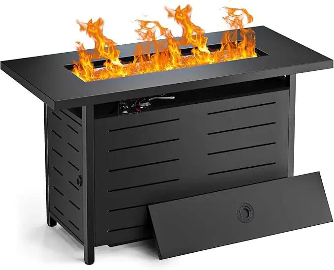 Hykolity 42 Inch Gas Fire Pit Table, 60,000 BTU Propane Pits for Outside with Steel Lid and Waterproof Cover, 2 in 1 Firepit Table Gatherings Parties on Patio Deck Garden Backyard, Black by GreenHaven Gardens