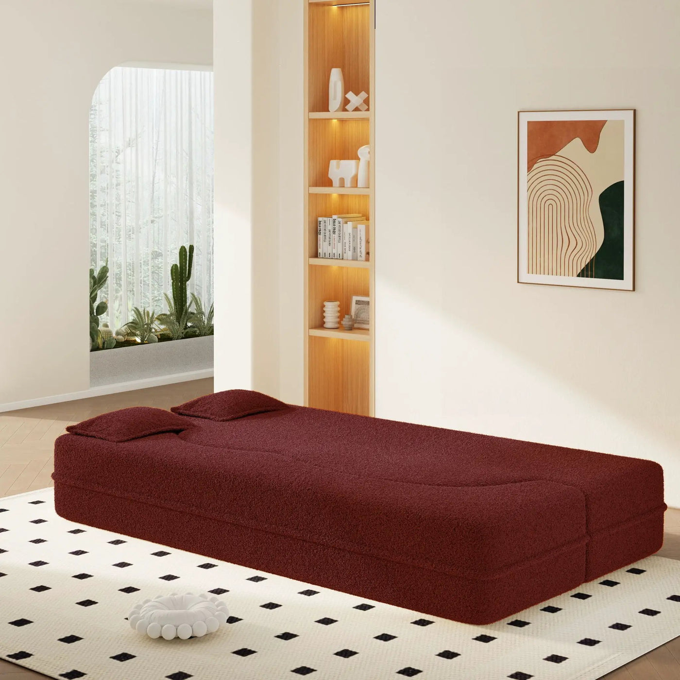 Modern Floor Sleeper Sofa Bed With 2 Pillows, Convertible Twin Size Folding Mattress For Living Room by HouseOfZazla