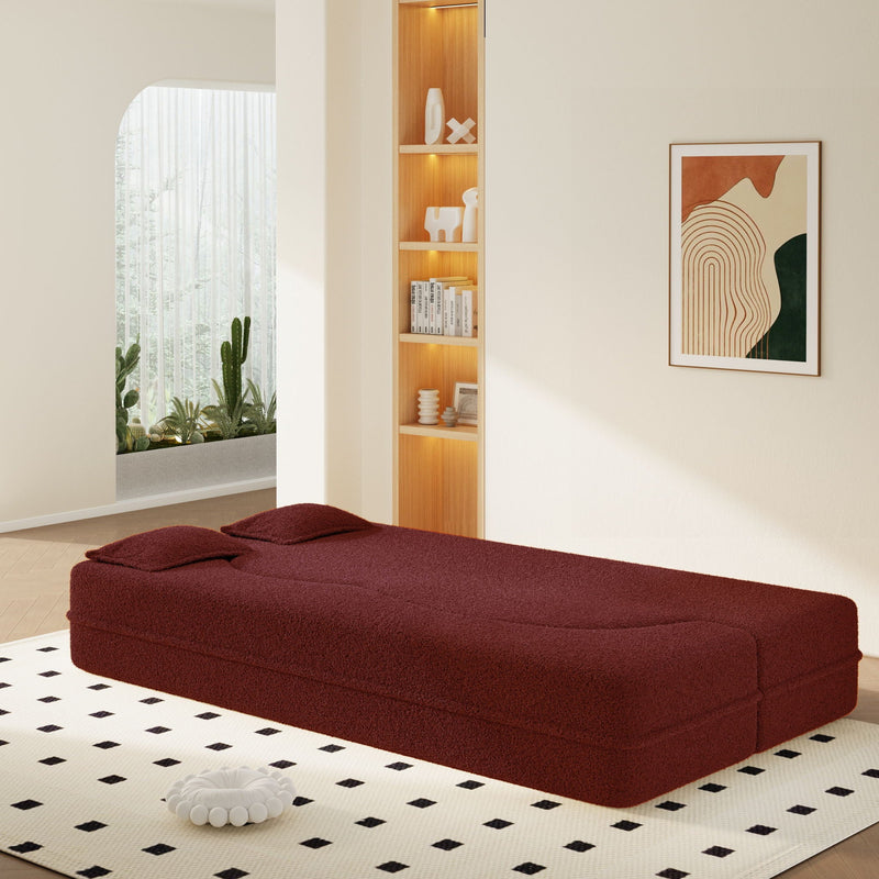 Modern Floor Sleeper Sofa Bed With 2 Pillows, Convertible Twin Size Folding Mattress For Living Room by HouseOfZazla