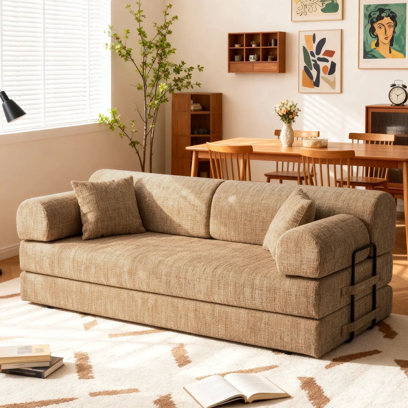 Modern 2 Tone Fabric Convertible Sleeper Sofa Bed by Unique Piece Furniture