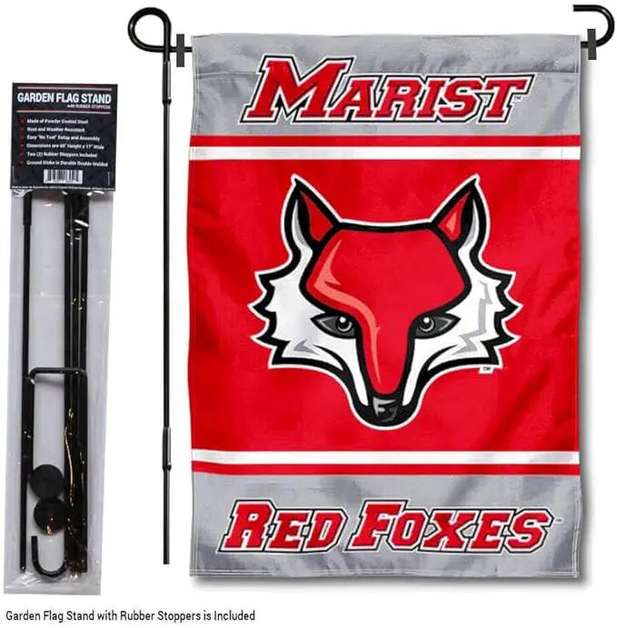 College Flags & Banners Co. Marist Red Foxes Garden Flag with Stand Holder by GreenHaven Gardens