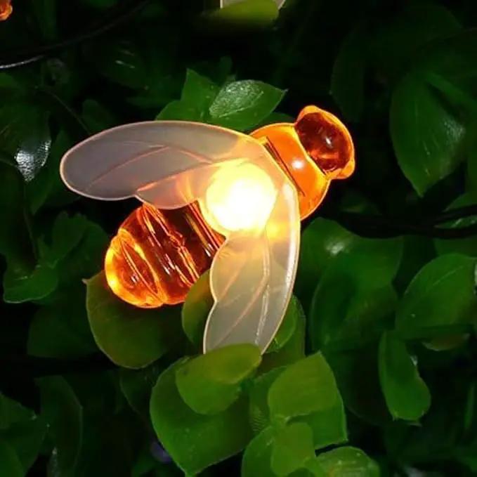 Solar Bee String Lights, 21Ft 30 Led Bee Shape Fairy String Lights Solar Operated String Lights for Garden, Patio, Lawn Decoration (Warm White) by GreenHaven Gardens