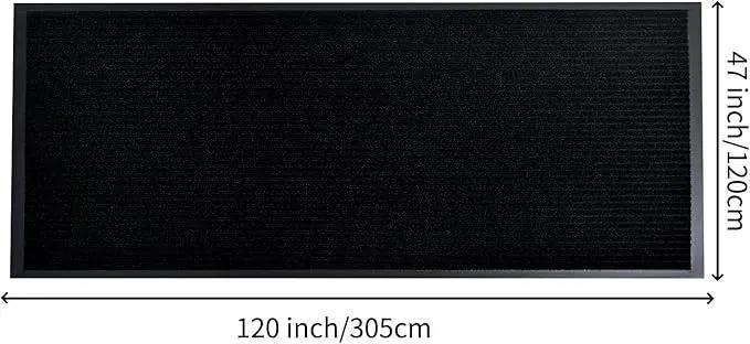 fani Heavy Duty Large Outdoor Indoor Entrance Black Doormat Waterproof Low Profile Entrance Rug Front Door Mat Patio Anti-Skid Rubber Back, 48x120 inch (Jet Black) by GreenHaven Gardens
