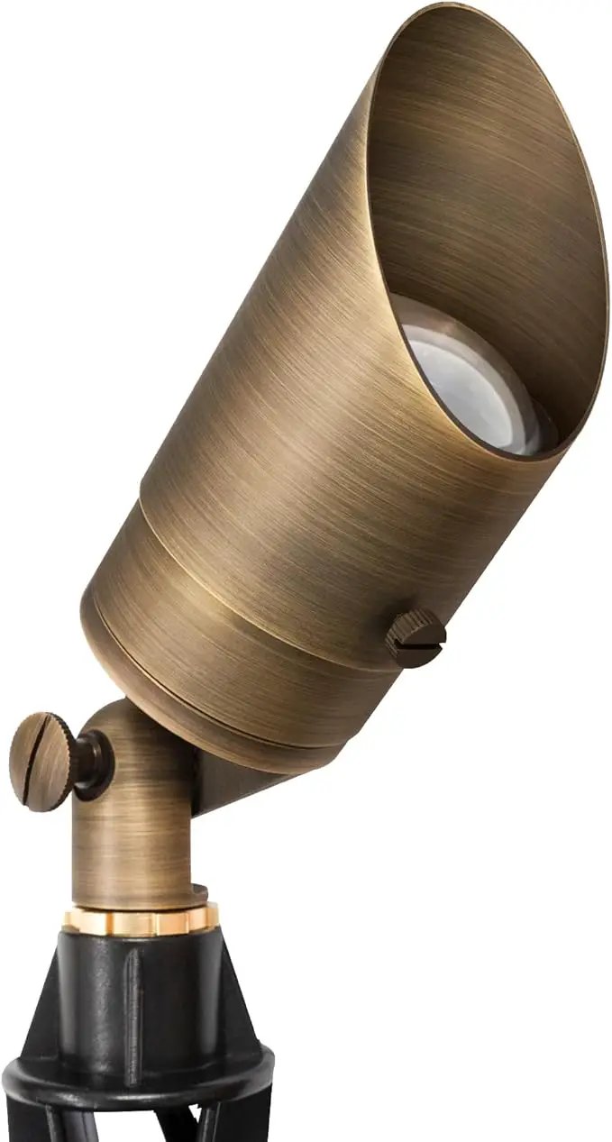 GKOLED 12V Brass Landscape Spotlight, LED Low Voltage Landscape Lighting, Outdoor Adjustable Lights for Yard Wall Lawn Tree Patio Garden, Waterproof Directional Up Light, No MR16 Bulb by GreenHaven Gardens