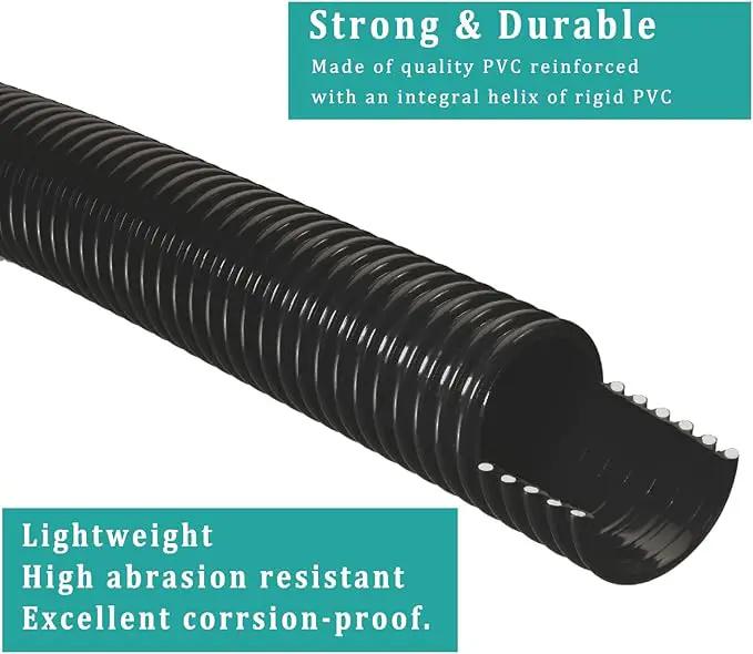 Pond Tubing ID 3/4” × 50ft Black Corrugated Flexible Reinforced Waterfall Pond Tube Sump Pump Hose, Non-toxic & Kinkproof (50 ft, 3/4" ID) by GreenHaven Gardens